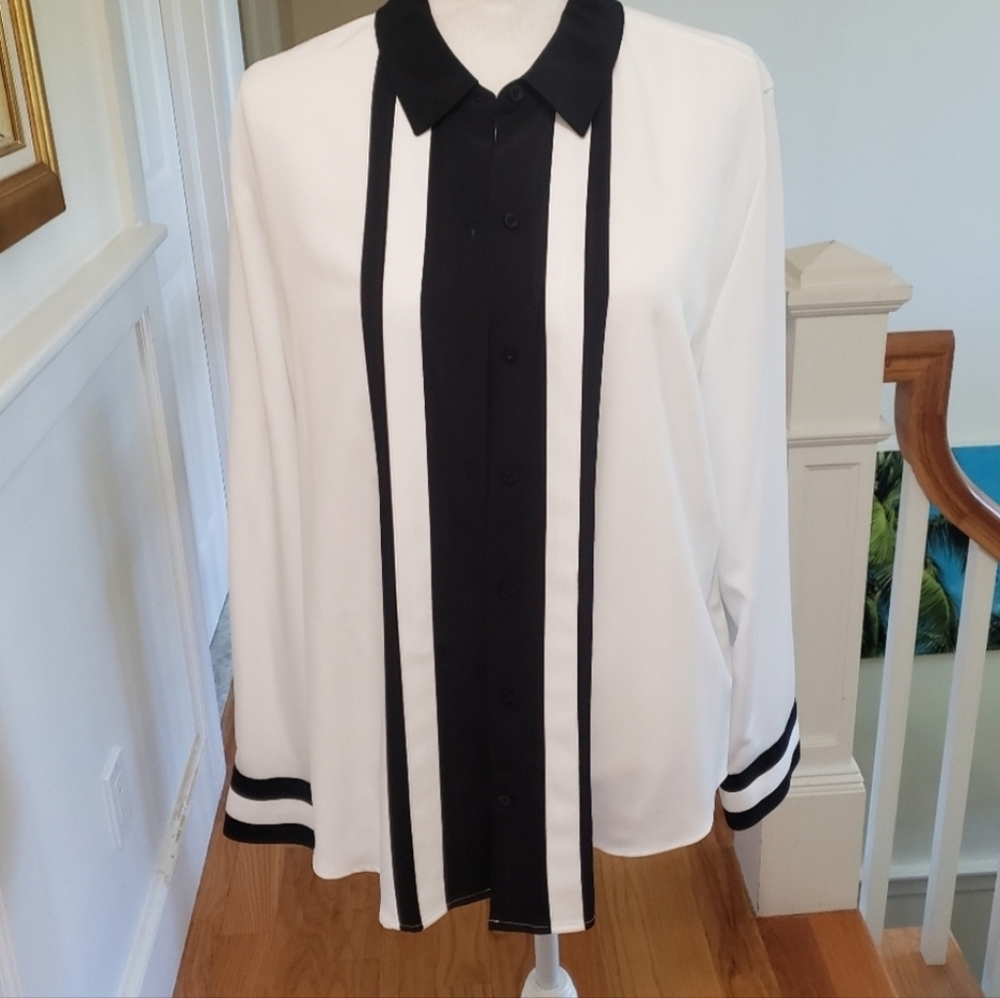 NWT- Karl Lagerfeld Black and White Top
